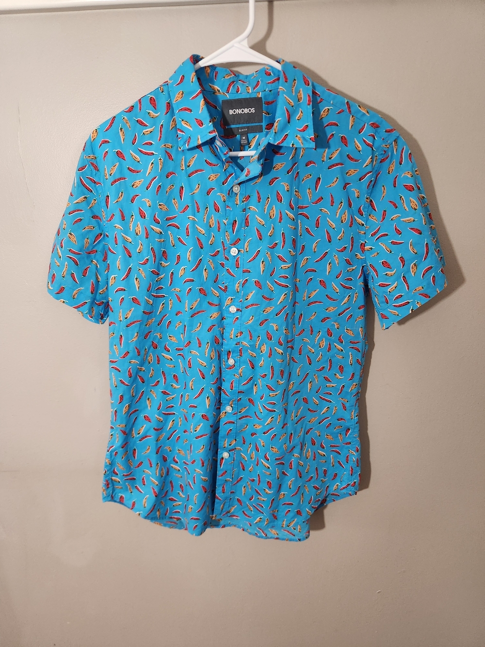 Bonobos Chili Hot Pepper Short Sleeve Button-Up Shirt Cotton Party Barbecue Bbq